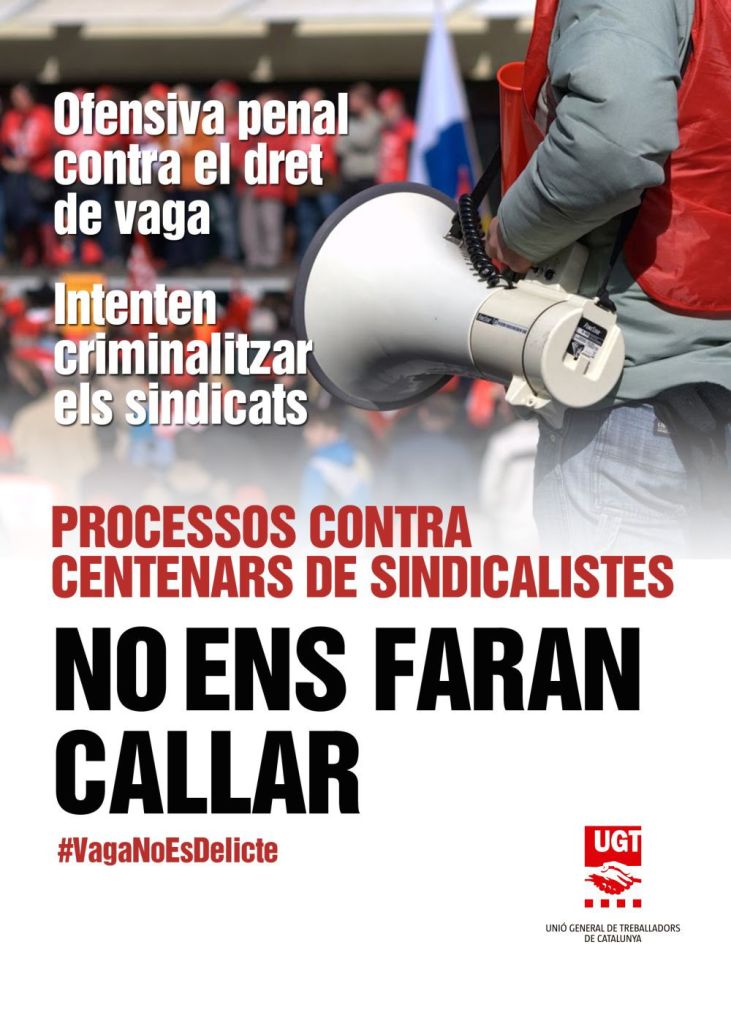 CCOO i UGT de Tarragona convoquen una concentració de protesta per tal de defensar els drets sindicals i el dret a vaga.