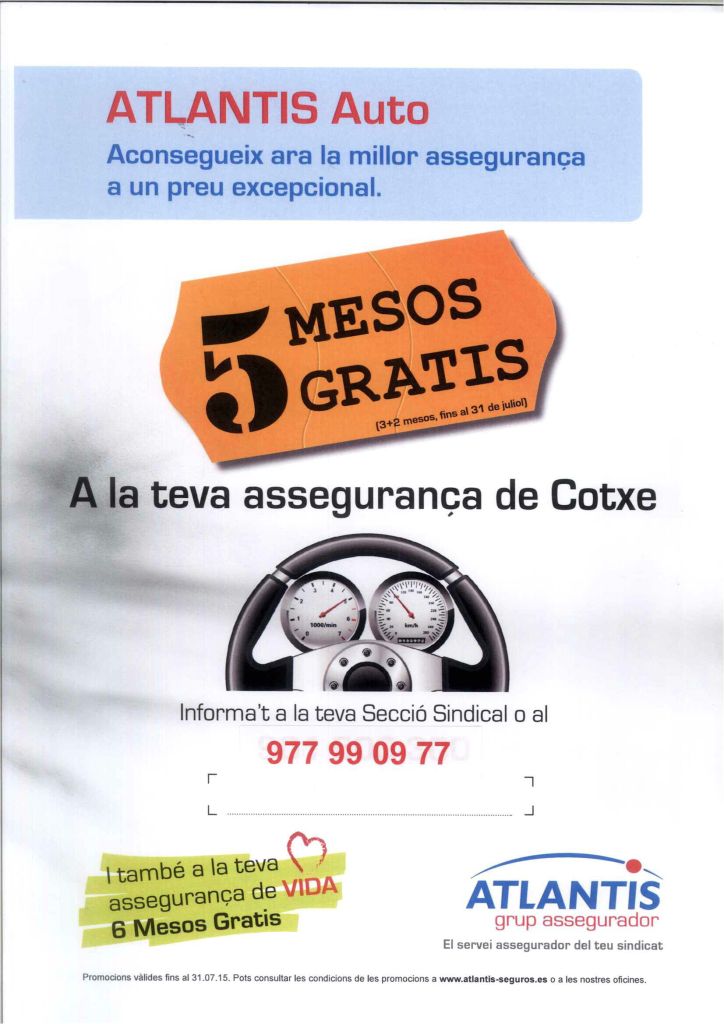 Assegurança de cotxe. 5 mesos de franc