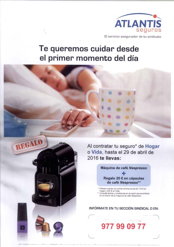 Nova promoció per contracte d'assegurança de llar o vida amb Atlantis, l'asseguradora de la UGT.