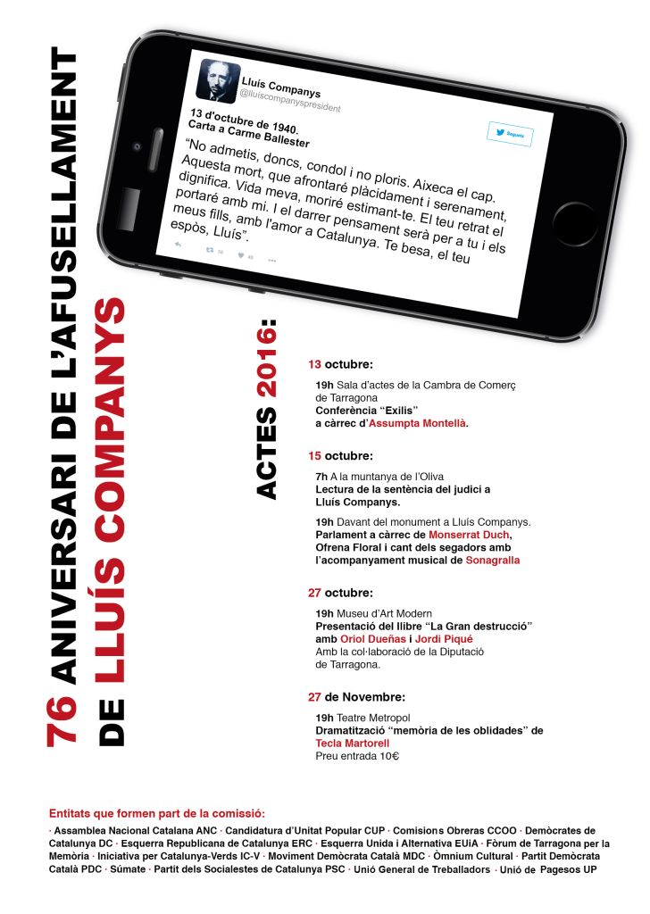 76è aniversari de l'afusellament del President Lluís Companys