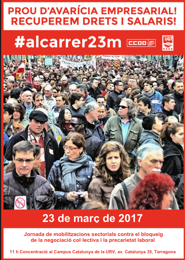 23 de març: Jornada de mobilitzacions sectorials contra el bloqueig de la negociació col·lectiva