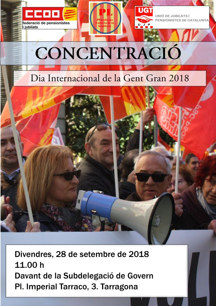 Divendres, 28 d'octubre, concentració amb motiu del Dia Internacional de la Gent Gran