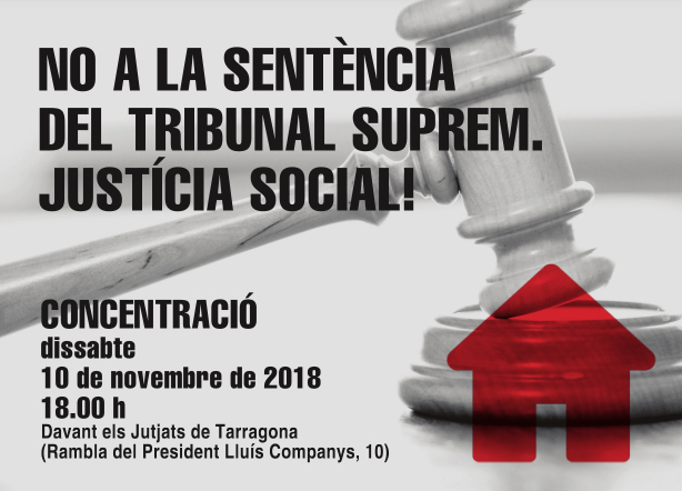 Entitats de la societat civil ens concentrarem dissabte contra la sentència del TS sobre l’impost de les hipoteques
